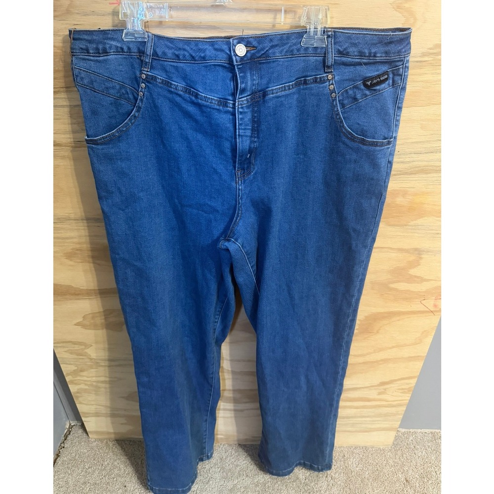 Lucky & Blessed Women's Plus Size 18 Tapered Bootcut Jeans Western Cowgirl Blue